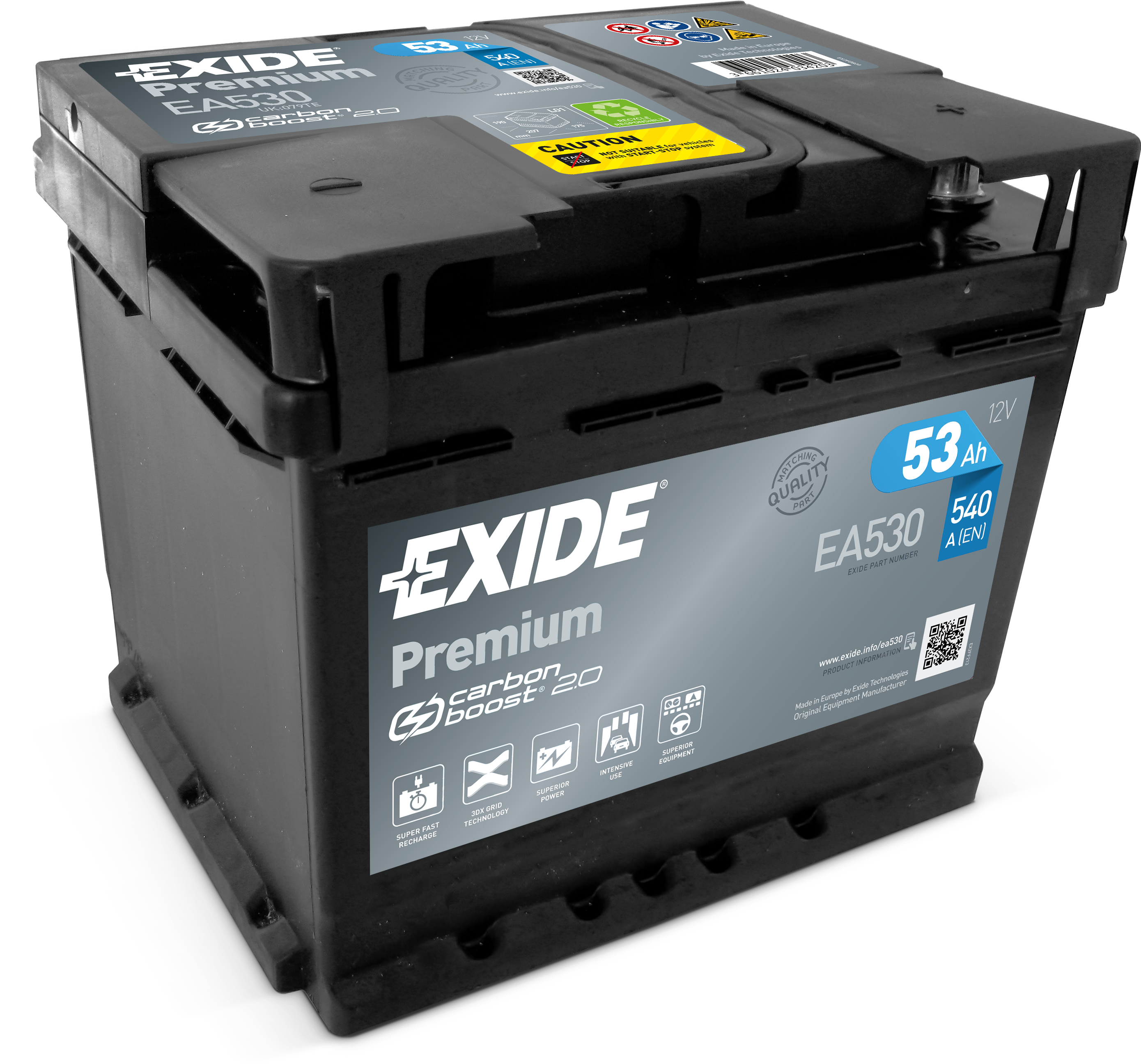 EXIDE EA530 PREMIUM 53Ah Carbon Boost
