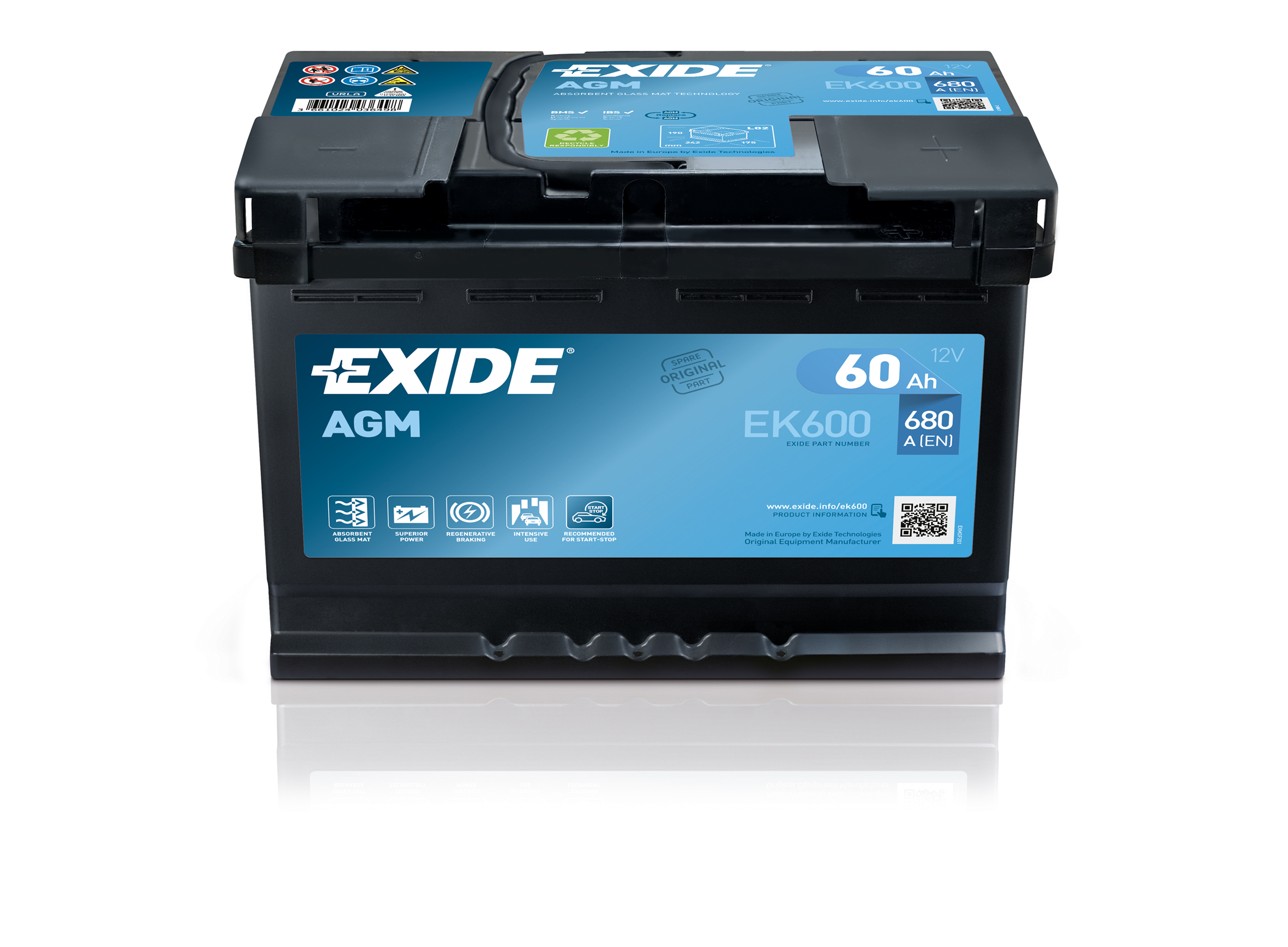 EXIDE AGM EK600 12V 60Ah