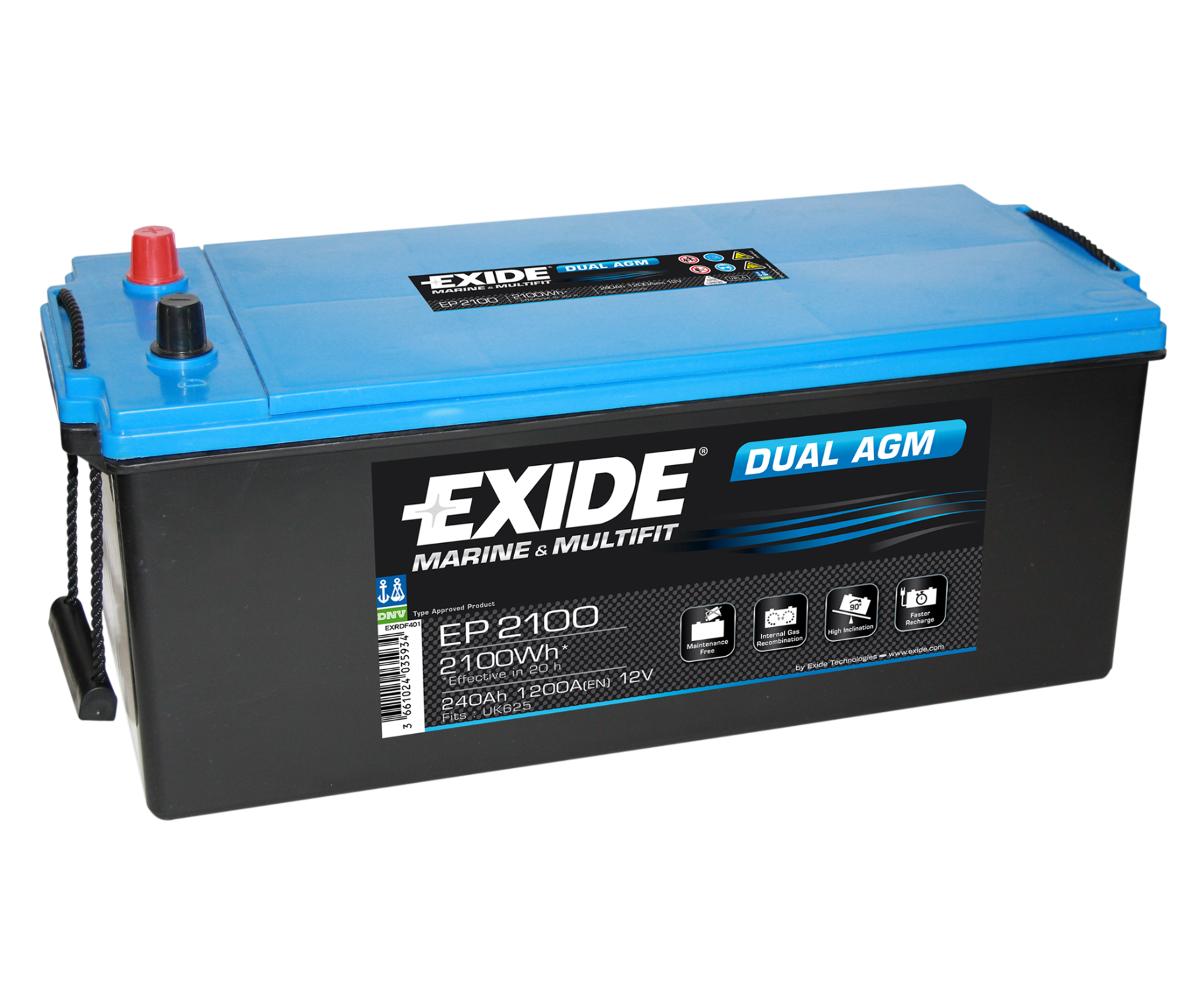 EXIDE Dual AGM EP2100 mere- ja vaba-ajaaku 12V 240Ah