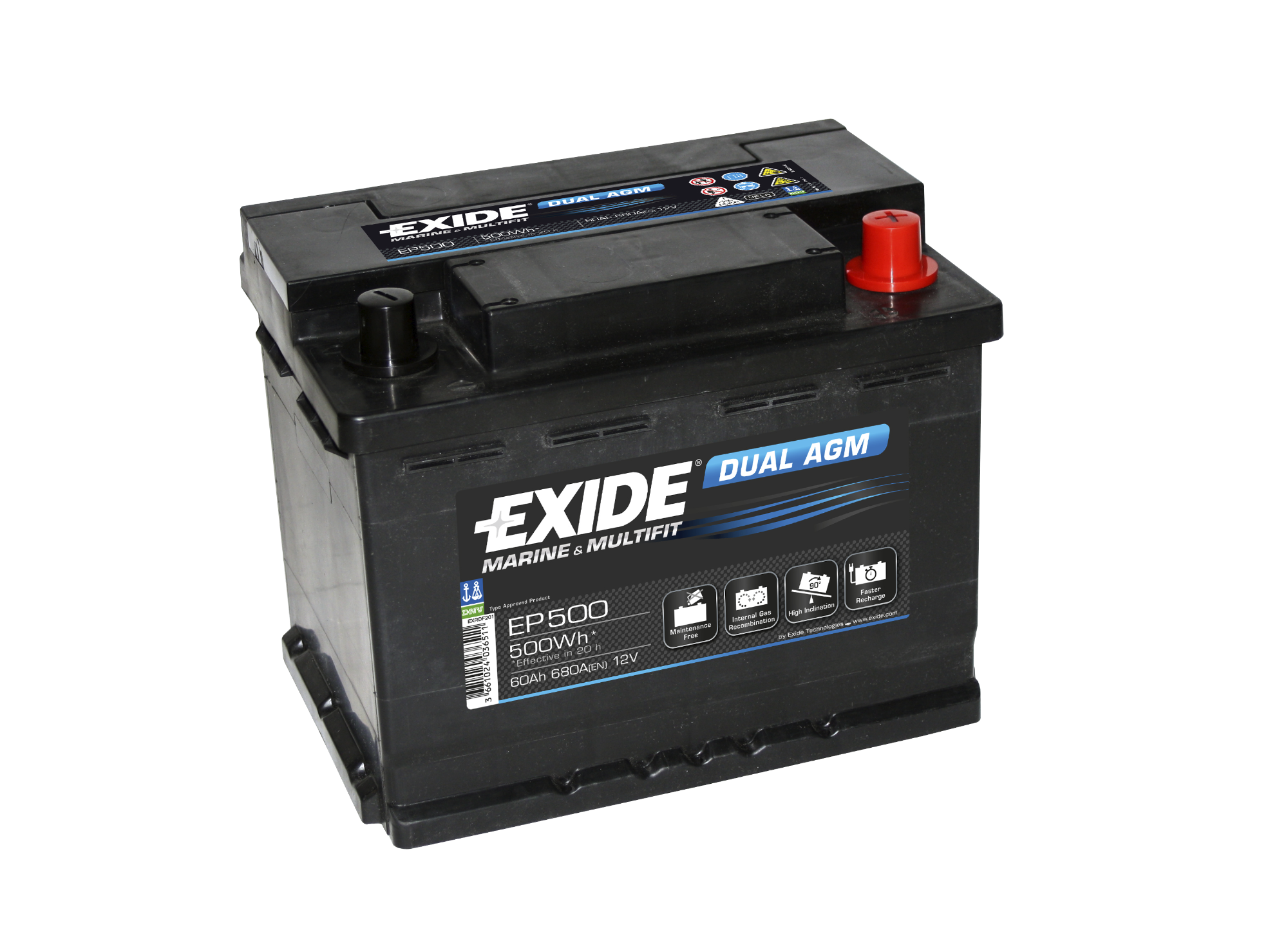 EXIDE Dual AGM EP500 mere- ja vaba-ajaaku 12V 60Ah